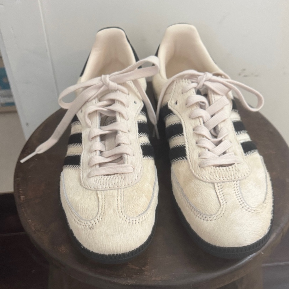 adidas samba og cream and black pony hair